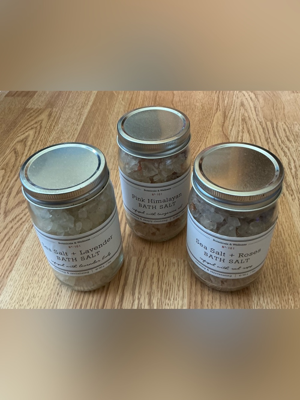 Set of 3 Botanical & Wellness Bath Salts- Lavender/Rose/Tangerine- 16 Oz- New